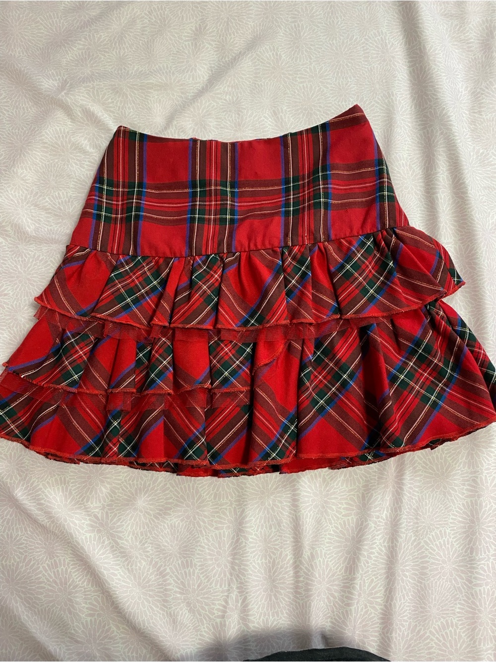 The Children's Place Red Plaid Tiered Ruffle Mini Skirt